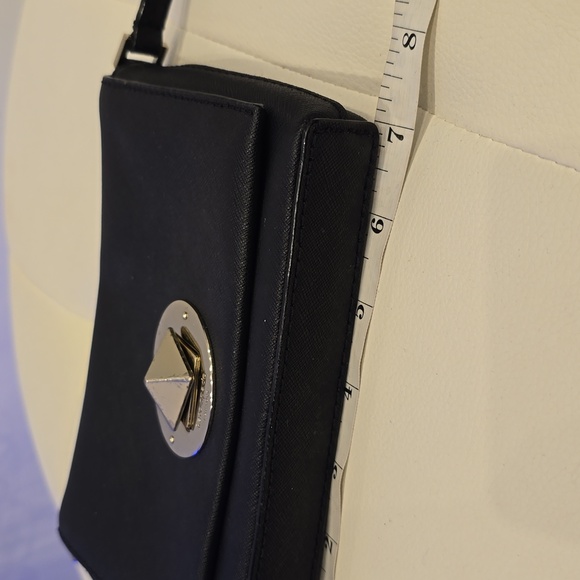 KATE Spade Small Black Purse Adjustable Crossbody Strap EUC Day Evening Flap - Picture 5 of 8